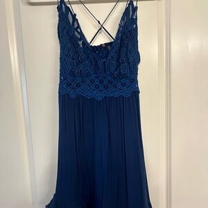 Free People Elegant Blue Lace Dress